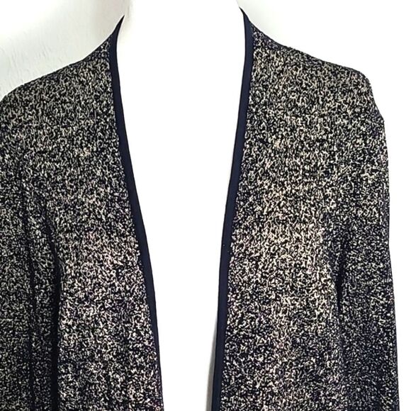 Rafaella Black & Metallic Gold Long Cardigan, Size Large - Picture 3 of 9